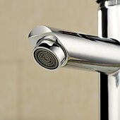 abordables Classiques-Robinet d&#039;évier de salle de bain, style campagnard en laiton chromé mitigeur monotrou robinets de bain avec interrupteur chaud et froid et valve