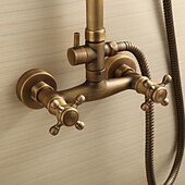 economico Docce da giardino-rubinetto doccia, set sistema doccia, sistema doccia a pioggia valvola in ceramica due maniglie tre fori miscelatore vasca da bagno rubinetti con interruttore caldo e freddo