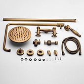 economico Docce da giardino-rubinetto doccia, set sistema doccia, sistema doccia a pioggia valvola in ceramica due maniglie tre fori miscelatore vasca da bagno rubinetti con interruttore caldo e freddo