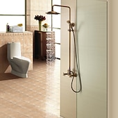 economico Docce da giardino-rubinetto doccia, set sistema doccia, sistema doccia a pioggia valvola in ceramica due maniglie tre fori miscelatore vasca da bagno rubinetti con interruttore caldo e freddo