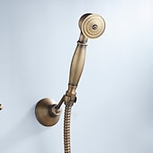 cheap Outdoor Shower Fixtures-Bathtub Faucet with Handheld Shower,Wall Mounted Antique Brass Bath Tap Retro Style Hot and Cold Water Bath Tap Shower Fitting for Bathroom Shower