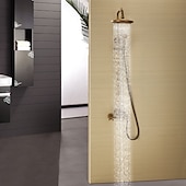 economico Docce da giardino-rubinetto doccia, set sistema doccia, sistema doccia a pioggia valvola in ceramica due maniglie tre fori miscelatore vasca da bagno rubinetti con interruttore caldo e freddo