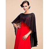 billige bryllup gjesteomslag-ermeløse capeletter chiffon bryllup / festkveld / fest / kveldssjal &amp;amp; wrap / bryllup gjesteomslag med drapering / solid kjole for å imponere 2025
