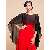 billige bryllup gjesteomslag-ermeløse capeletter chiffon bryllup / festkveld / fest / kveldssjal &amp;amp; wrap / bryllup gjesteomslag med drapering / solid kjole for å imponere 2025