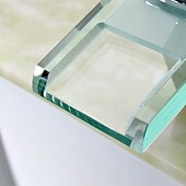 abordables Classiques-Robinet mitigeur d&#039;évier de salle de bain avec bec cascade en verre finition chromée monté sur le pont, robinet de lavabo de vasque mitigeurs de baignoire vanité