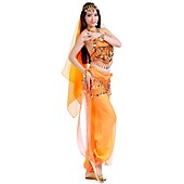 cheap Belly Dancewear-Belly Dance Top Coin Beading Sequin Women&#039;s Chiffon / Performance