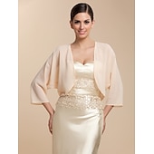 voordelige bruiloft gast wraps-Vrouwen Wikkels Bolero Schouder Jassen  Jassen Zonbescherming 3/4 Lengte Mouw Dolman Mouw Chiffon Bruiloftswikkels Met Beading Voor Feest Avond Herfst Jurk om indruk te maken