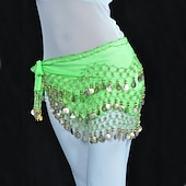 cheap Belly Dancewear-Belly Dance Hip Scarf Coin Sequin Women&#039;s Training Chiffon / Ballroom Gold Coin Belt