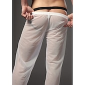 baratos Moda Íntima Exótica para Homem-Homens Ceroulas Buraco Fibra Sintética Cor Sólida Cintura Baixa Preto Branco