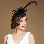 cheap Fascinators-Flax Rhinestone Feather Hats 1 Wedding Special Occasion Casual Outdoor Headpiece
