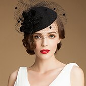baratos Chapéus e Fascinators-Peça para Cabeça Lã Chapéu de Pires Chapéu de Caixa de Comprimidos Kentucky Derby Corrida de cavalos Dia da Mulher Copa Melbourne coquetel Elegante Com Laço Miçangas Capacete Chapéu