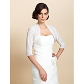 baratos Estolas de Casamento-casacos / jaquetas chiffon casamento / festa noite casamento envoltórios / bolero com drapeado / vestido sólido para impressionar 2025