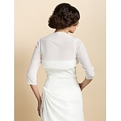 baratos Estolas de Casamento-casacos / jaquetas chiffon casamento / festa noite casamento envoltórios / bolero com drapeado / vestido sólido para impressionar 2025