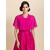 voordelige Sjaals &amp; Wikkels-Korte mouw Korte cape Chiffon Feest / Avond Bruiloftsomslagen Met Drapering / Effen