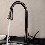 cheap Pullout Spray-Single Handle Kitchen Faucet,Black Nickel One Hole Pull-out Standard Spout or Spray Type Standard Spout Oil-rubbed Bronze Kitchen Faucet with Cold and Hot Switch