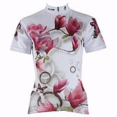 abordables Maillots de mujer-Mujer Maillot de Ciclismo Estampado Flores Botánica Flor Manga Corta Bicicleta Maillot Camiseta con 3 bolsillos traseros MTB Bicicleta Montaña Ciclismo Carretera Secado rápido Resistente a los UV