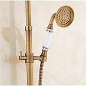 economico Docce da giardino-set di rubinetti per doccia vintage, sistema doccia in ottone con pioggia in bronzo lucidato a olio 2 maniglie 3 fori contengono con doccia a pioggia / asta doccia / doccetta / linee di alimentazione e acqua calda / fredda