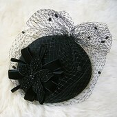 baratos Chapéus e Fascinators-Peça para Cabeça Lã Chapéu de Pires Chapéu de Caixa de Comprimidos Kentucky Derby Corrida de cavalos Dia da Mulher Copa Melbourne coquetel Elegante Com Laço Miçangas Capacete Chapéu