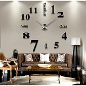 cheap Wall Clocks-Frameless Large DIY Wall Clock, Modern 3D Wall Clock with Mirror Numbers Stickers for Home Office Decorations Gift 120X120cm