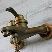 abordables Systèmes de douche à valve brute-robinet de douche, robinet de douche en laiton antique setrainfall poignée unique trois trous système de douche antique valve en céramique mitigeurs de bain douche avec interrupteur d'eau chaude et