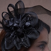 cheap Fascinators-White Wedding Fascinator Tulle Beaded Organza Fascinators Hats Headwear Clip Vintage Elegant with  Feathers Fur Flower 1 Piece Kentucky Horse Race Tea Party Ladies Day Headpiece