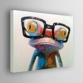 abordables Peintures animaux-peinture à l&#039;huile toile mur art décoration grenouille mignonne avec des lunettes pour la décoration intérieure peinture sans cadre ou encadrée illustration pour salon décor de chambre d&#039;enfants
