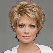 cheap Older Wigs-Synthetic Wig Curly Curly Wig Blonde Bleached Blonde Synthetic Hair 10 inch Women&#039;s Blonde