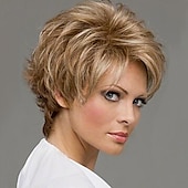 cheap Older Wigs-Synthetic Wig Curly Curly Wig Blonde Bleached Blonde Synthetic Hair 10 inch Women&#039;s Blonde