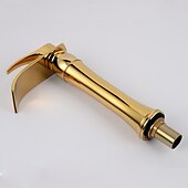 Недорогие классический-латунный смеситель для раковины для ванной комнаты, водопад ti-pvd, широко распространенные смесители для ванны с одной ручкой и одним отверстием с переключателем горячей и холодной воды и