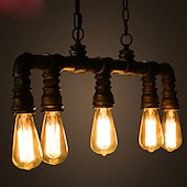 رخيصةأون تصميم الخط-5-light 90 سنتيمتر الصناعية قلادة ضوء خمر أنابيب الحديد المطاوع باللون الأسود الانتهاء Steampunk الثريا بار بيسترو مطعم الإضاءة