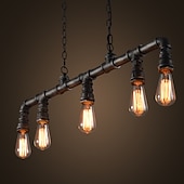 رخيصةأون تصميم الخط-5-light 90 سنتيمتر الصناعية قلادة ضوء خمر أنابيب الحديد المطاوع باللون الأسود الانتهاء Steampunk الثريا بار بيسترو مطعم الإضاءة