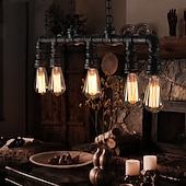 رخيصةأون تصميم الخط-5-light 90 سنتيمتر الصناعية قلادة ضوء خمر أنابيب الحديد المطاوع باللون الأسود الانتهاء Steampunk الثريا بار بيسترو مطعم الإضاءة