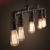 رخيصةأون تصميم الخط-5-light 90 سنتيمتر الصناعية قلادة ضوء خمر أنابيب الحديد المطاوع باللون الأسود الانتهاء Steampunk الثريا بار بيسترو مطعم الإضاءة