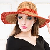 baratos Chapéus de Festa-Mulheres Cestaria Capacete-Casual / Ao ar Livre Chapéus 1 Peça Head circumference 57cm