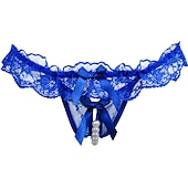 cheap Sexy Lingerie-Women&#039;s Beaded Mesh Hole Sexy Jacquard G-strings &amp; Thongs Panties Micro-elastic Mid Waist Super Sexy Lace Red Floral / Home / Apparel &amp; Accessories Home Outfits