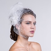 cheap Fascinators-Fascinators Kentucky Derby Hat Feather / Fabric / Net Headwear / Birdcage Veils with Floral 1PC Wedding / Casual Headpiece