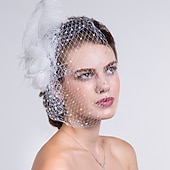 cheap Fascinators-Fascinators Kentucky Derby Hat Feather / Fabric / Net Headwear / Birdcage Veils with Floral 1PC Wedding / Casual Headpiece