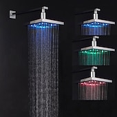 お買い得  シャワーヘッド-現代的なレインシャワー、壁に取り付けられたクロム仕上げは、水温の降雨シャワートップスプレーで色が変わります