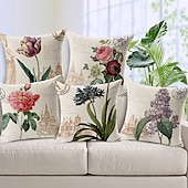 economico stile floreale e vegetale-set di 5 federe decorative per divano, divano o letto design moderno di qualità foglie floreale cotone country/finto lino copricuscino per divano divano letto