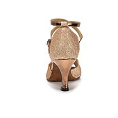 abordables Chaussures de danses latines-chaussures de danse à paillettes or rose pour femmes avec bout ouvert, semelle en daim souple et design à lanières - boucle réglable pour la danse latine et de salon
