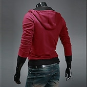 preiswerte Herrenjacken &amp; Herrenmäntel-Herren Frühling Herbst Solide / einfarbig Aktiv Cool Mit Kapuze Mittel Standard Schlank Schwarz Weiß Rot Blau Dunkelgrau Jacken