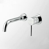 abordables Trous multiples-robinet de lavabo de salle de bain en laiton, montage mural argenté robinets de bain à deux trous à poignée unique chromés avec interrupteur chaud et froid