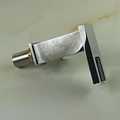 halpa Kylpyhuoneen lavuaarihanat-Nykyaikainen Integroitu Vesiputous with  Keraaminen venttiili Yksi reikä Yksi kahva yksi reikä for  Kromi , Kylpyhuone Sink hana