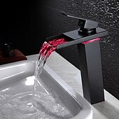 economico Classici-rubinetto da bagno con maniglia singola, rubinetti per vasca da bagno monoforo in bronzo lucidato a olio/cascata/centrale, rubinetto per lavabo in ottone con acqua calda e fredda