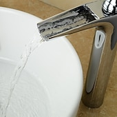 abordables Clásico-grifo del lavabo del baño - grifos de baño monomando de un solo mango con centro de cromo en cascada