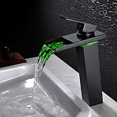 economico Classici-rubinetto da bagno con maniglia singola, rubinetti per vasca da bagno monoforo in bronzo lucidato a olio/cascata/centrale, rubinetto per lavabo in ottone con acqua calda e fredda