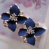 abordables Boucles d&#039;oreilles-1 paire Boucles d&#039;oreille Clou For Femme Soirée Casual du quotidien Strass Plaqué or Floral Fleur Camélia