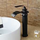 preiswerte Klassisch-Waschbecken Wasserhahn - Wasserfall ölgeriebene Bronze Centerset Einhand-Einloch-Badarmaturen / Messing