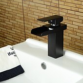 levne Klasické-koupelnová umyvadlová baterie, vodopádová olejová bronzová středová sada rozšířená jednoruční vanové baterie s jedním otvorem s přepínačem teplé a studené vody