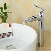 abordables Clásico-grifo del lavabo del baño - grifos de baño monomando de un solo mango con centro de cromo en cascada